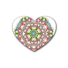 Floral Wreath Tile Background Image Heart Coaster (4 pack) 