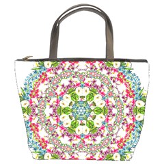 Floral Wreath Tile Background Image Bucket Bag