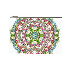 Floral Wreath Tile Background Image Cosmetic Bag (Large)