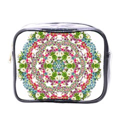 Floral Wreath Tile Background Image Mini Toiletries Bag (One Side)