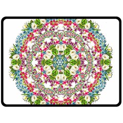 Floral Wreath Tile Background Image Double Sided Fleece Blanket (Large) 