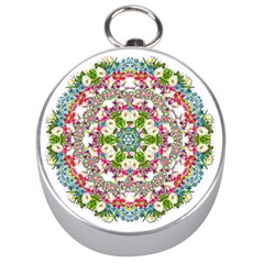 Floral Wreath Tile Background Image Silver Compasses