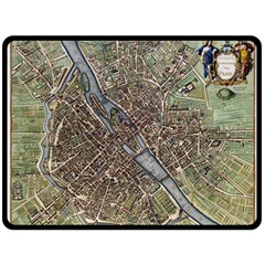 Paris Map City Old Double Sided Fleece Blanket (large)  by Pakrebo