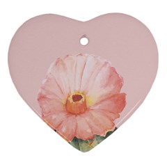 Cactus flower on pink ink Heart Ornament (Two Sides)