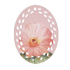 Cactus flower on pink ink Oval Filigree Ornament (Two Sides)