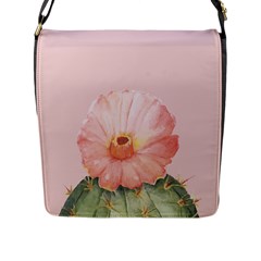 Cactus flower on pink ink Flap Closure Messenger Bag (L)