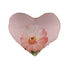 Cactus flower on pink ink Standard 16  Premium Flano Heart Shape Cushions