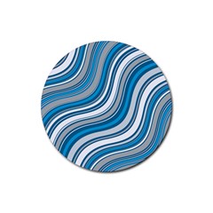Blue Wave Surges On Rubber Coaster (round)  by WensdaiAmbrose