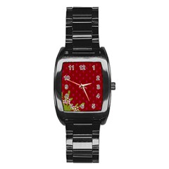 Vivid Burgundy & Heather Stainless Steel Barrel Watch by WensdaiAmbrose