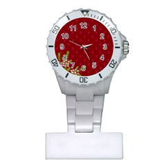 Vivid Burgundy & Heather Plastic Nurses Watch by WensdaiAmbrose