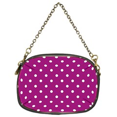 Fuschia Polka Dot Chain Purse (one Side) by retrotoomoderndesigns