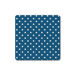 Turquoise Polka Dot Square Magnet by retrotoomoderndesigns