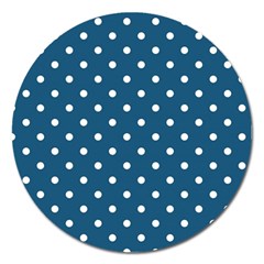 Turquoise Polka Dot Magnet 5  (round) by retrotoomoderndesigns