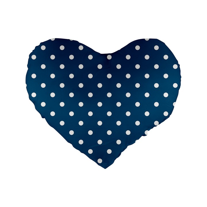 Turquoise Polka Dot Standard 16  Premium Flano Heart Shape Cushions