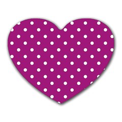 Fuschia Polka Dot Heart Mousepads by retrotoomoderndesigns