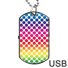 Rainbow Polka Dots Dog Tag Usb Flash (two Sides) by retrotoomoderndesigns