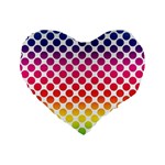 Rainbow Polka Dots Standard 16  Premium Flano Heart Shape Cushions Front