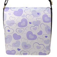 Pastel Purple Hearts Flap Closure Messenger Bag (s) by retrotoomoderndesigns