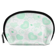 Pastel Green Hearts Accessory Pouch (large) by retrotoomoderndesigns