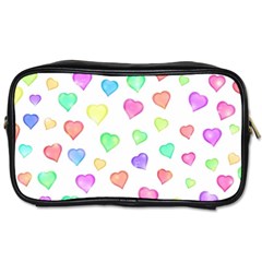 Pastel Rainbow Hearts Toiletries Bag (one Side) by retrotoomoderndesigns