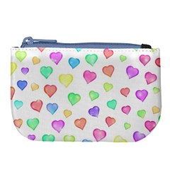 Pastel Rainbow Hearts Large Coin Purse by retrotoomoderndesigns