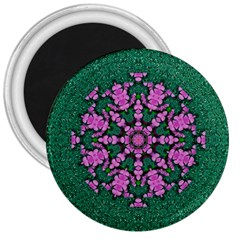 The Most Uniqe Flower Star In Ornate Glitter 3  Magnets by pepitasart