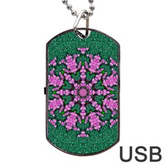 The Most Uniqe Flower Star In Ornate Glitter Dog Tag Usb Flash (one Side) by pepitasart