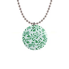 Leaves Foliage Green Wallpaper 1  Button Necklace