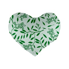 Leaves Foliage Green Wallpaper Standard 16  Premium Flano Heart Shape Cushions