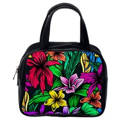 Neon Hibiscus Classic Handbag (one Side)