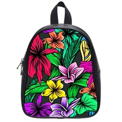Neon Hibiscus School Bag (small) by retrotoomoderndesigns
