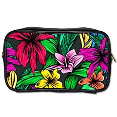 Neon Hibiscus Toiletries Bag (one Side) by retrotoomoderndesigns