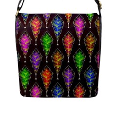 Abstract Background Colorful Leaves Purple Flap Closure Messenger Bag (l)