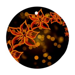 Flowers Background Bokeh Leaf Ornament (round)