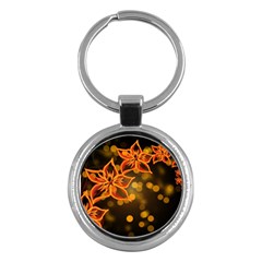 Flowers Background Bokeh Leaf Key Chains (Round) 