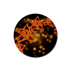 Flowers Background Bokeh Leaf Rubber Round Coaster (4 Pack)  by Mariart