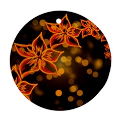 Flowers Background Bokeh Leaf Round Ornament (Two Sides)