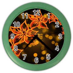 Flowers Background Bokeh Leaf Color Wall Clock