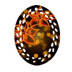 Flowers Background Bokeh Leaf Ornament (Oval Filigree)