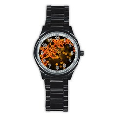 Flowers Background Bokeh Leaf Stainless Steel Round Watch