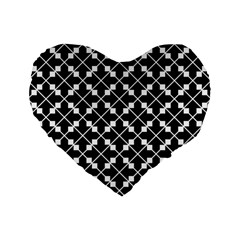 Black And White Fantasy Standard 16  Premium Flano Heart Shape Cushions by retrotoomoderndesigns