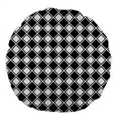 Black And White Diamonds Large 18  Premium Flano Round Cushions by retrotoomoderndesigns