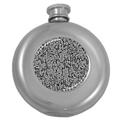 Black And White Abstract Round Hip Flask (5 Oz)
