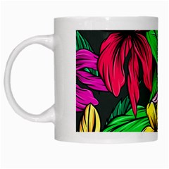 Neon Hibiscus White Mugs