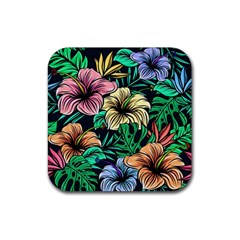 Hibiscus Dream Rubber Coaster (square)  by retrotoomoderndesigns