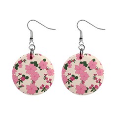 Floral Vintage Flowers Wallpaper Mini Button Earrings by Mariart