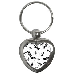 Dragonflies Pattern Key Chains (heart)  by Valentinaart