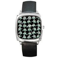 Squidward In Repose pattern Square Metal Watch