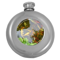 Koi Fish Pond Round Hip Flask (5 Oz) by StarvingArtisan