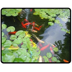 Koi Fish Pond Double Sided Fleece Blanket (medium)  by StarvingArtisan